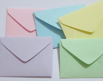 50 Mini Envelopes 1-1/2" x 2" small envelopes handmade pastel color tooth fairy elf confetti wedding guest scrapbooking florist