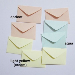 Miniature Envelopes 50 pastel colors 1 x 1-1/2 super cute TINY mini elf tooth fairy mail envelope, seed packets, dollhouse post office 50 light yellow