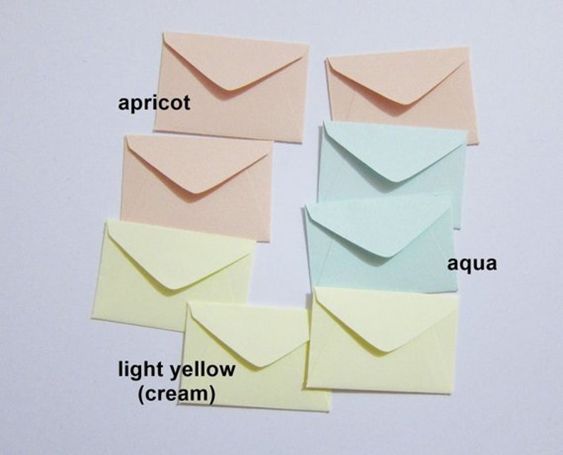 Miniature Envelopes 50 pastel colors 1 x 1-1/2 super cute TINY mini elf tooth fairy mail envelope, seed packets, dollhouse post office 50 light yellow