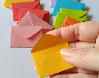 Miniature envelopes (100) 1" x 1-1/2", very TINY color envelopes, small mini envies, super cute, elf tooth fairy, confetti, junk journaling