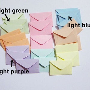 Miniature Envelopes 50 pastel colors 1 x 1-1/2 super cute TINY mini elf tooth fairy mail envelope, seed packets, dollhouse post office image 6