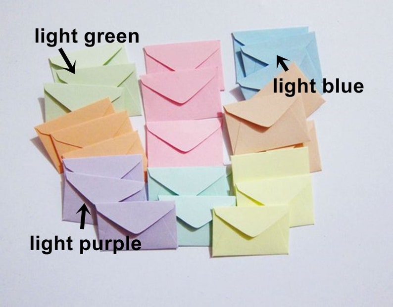 Miniature Envelopes 50 pastel colors 1 x 1-1/2 super cute TINY mini elf tooth fairy mail envelope, seed packets, dollhouse post office image 6