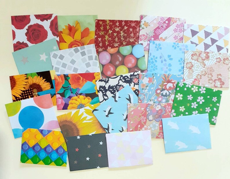 tooth fairy bright beautiful mini envelopes 1-12 x 2 mixed prints patterns junk journaling 50 Small Envelopes wedding favor lunchbox
