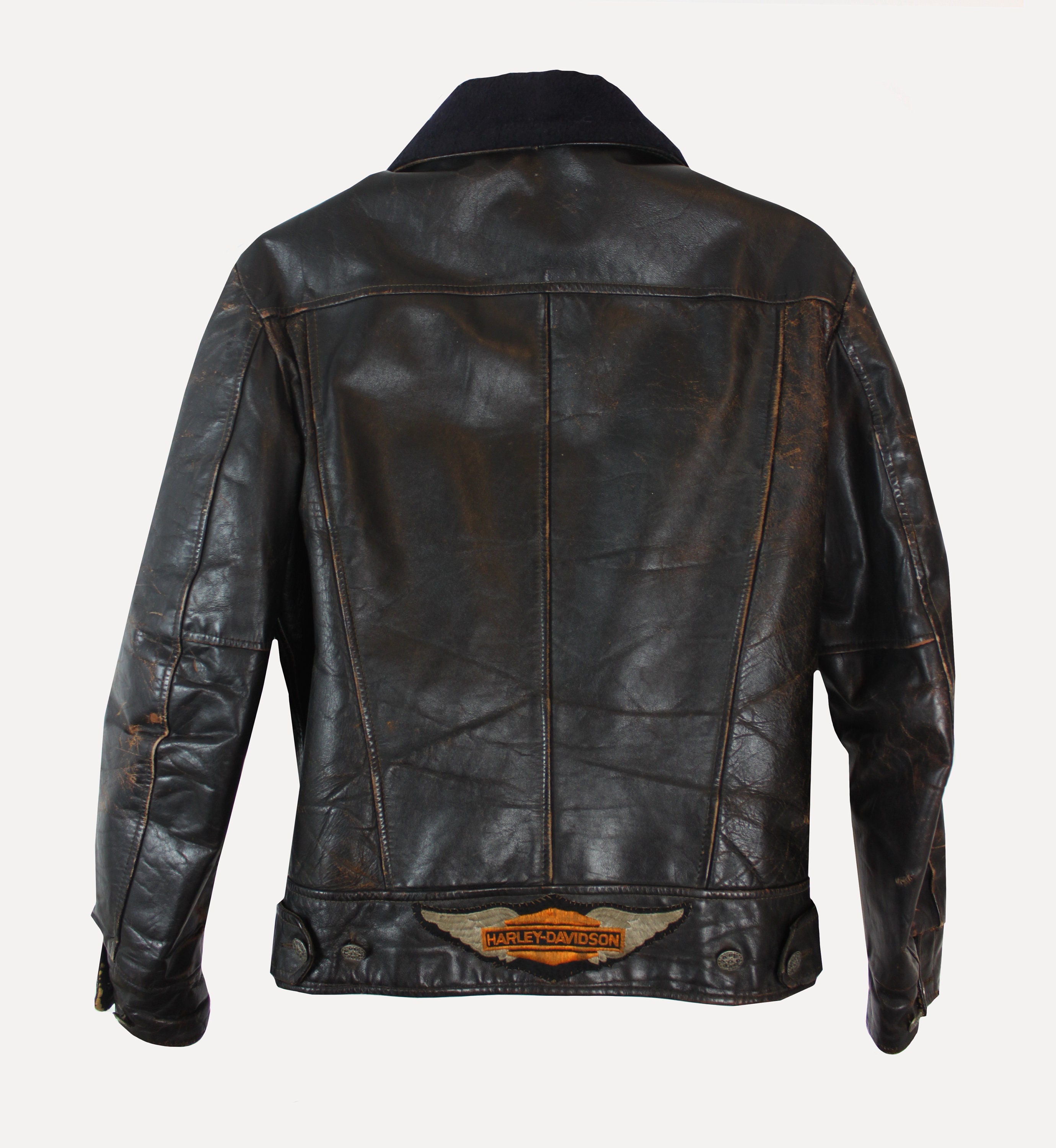 1940s Brown Leather Motorcycle Jacket / 40s Harley Davidson Bomber 42 ...