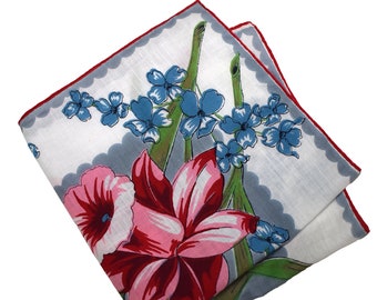 1950s vintage cotton floral handkerchief