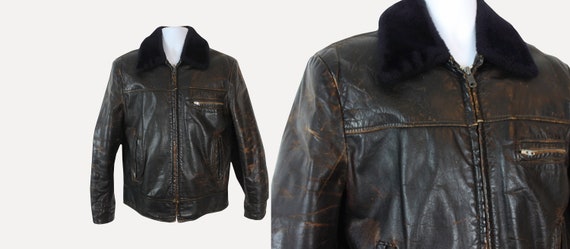 1940s brown leather motorcycle jacket / 40s vintag