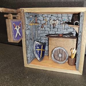 Fantasy Armor and Weapons Shop Miniature Diorama