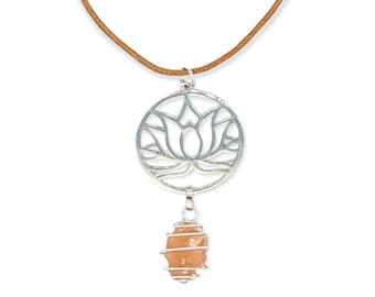 Lotus Flower Crystal Pendant Necklace  Pecos Diamonds  Quartz Crystals  New Mexico Healing Pendant