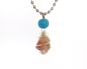 Enchanting Pecos Diamonds Quartz Crystal Necklace with Earthy Wood Bead