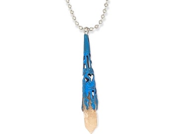 Pecos Diamonds Quartz Crystal Blue Cone Necklace