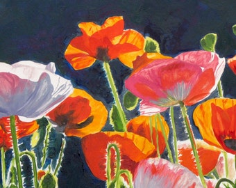 Poppies Dance Art Print: Signed Giclee of Original Oil Painting