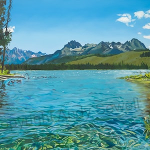 Redfish Lake Oil Painting: Idaho Sawtooth Mountains Giclée Print