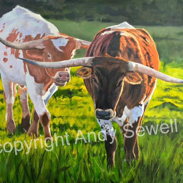 Longhorn Painting Etsy