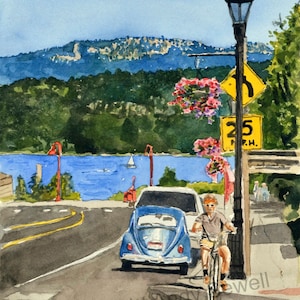 Main Street McCall - 10&quot; x 15&quot; Archival Watercolor Reprod. of Main St. McCall, Idaho.  Print S/N Ltd. Ed. by Andy Sewell