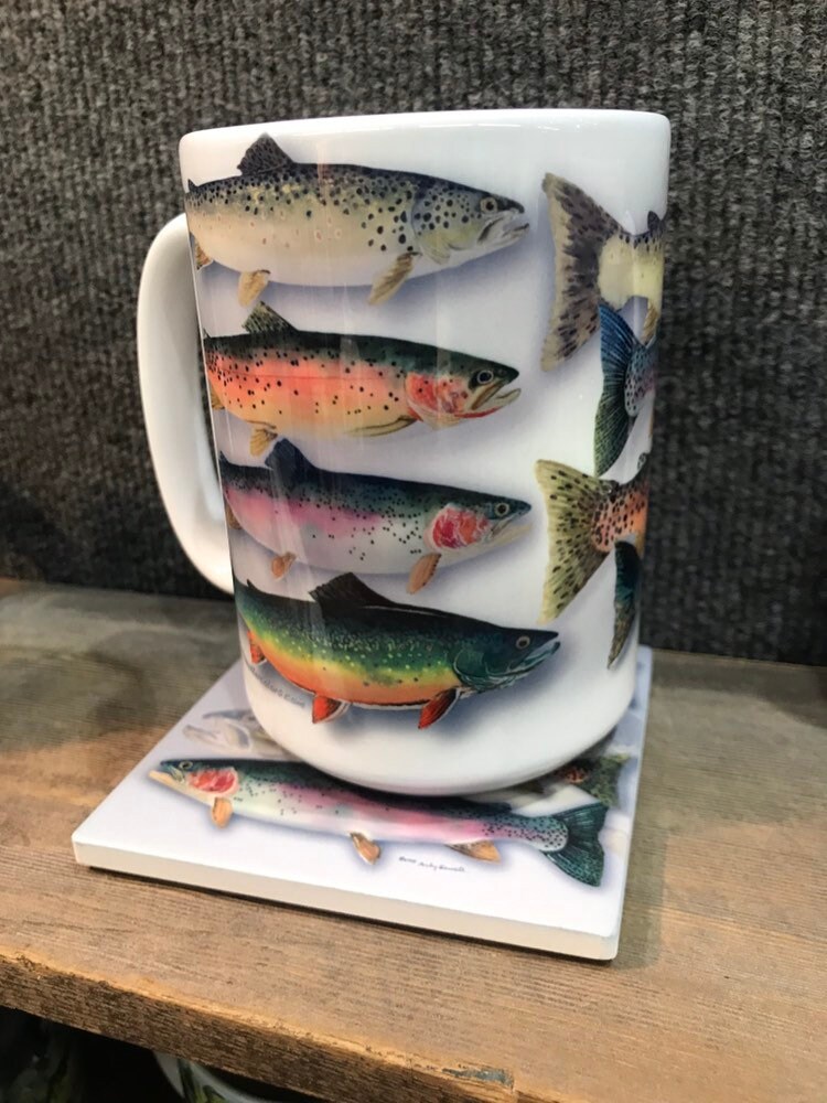 Trout Coffee Mug Tea Ceramic Mug Flyfishing Mug Vacation Etsy