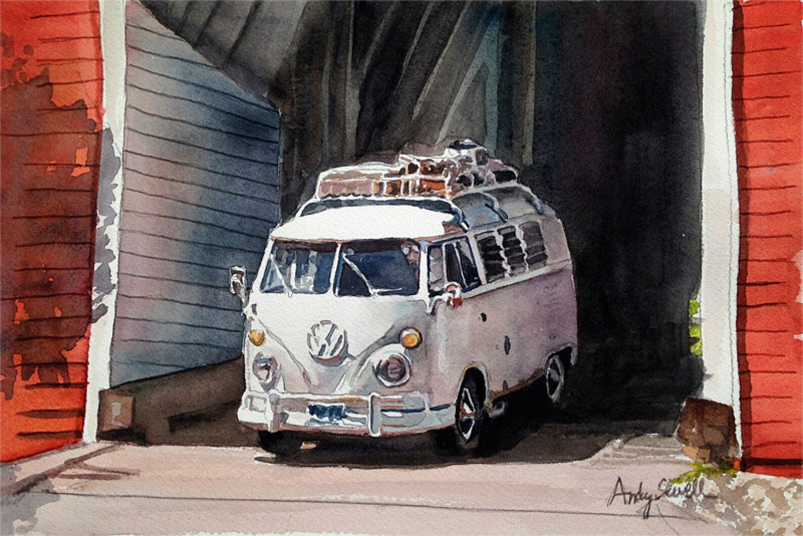 Vintage VW Bus Art Print a Limited Edition S/n Giclee Art Print From an