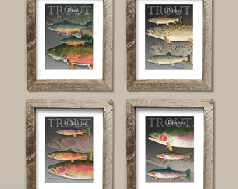 TROUT ART PRINTS - an open edition  giclee reproduction of fly fishing art, watercolor prints  - by Andy Sewell