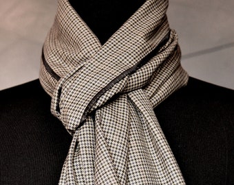 Gray Taupe Plaid Wool Scarves Long Scarves Beige Scarf Handmade Scarf Winter Scarf Fashion Scarves Neck Scarves Plaid Scarf Men's gift Women