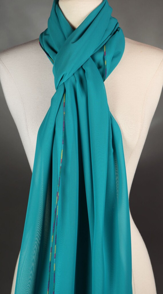 Green Scarf Long Scarf Solid Color Chiffon Scarf Women s Fashion