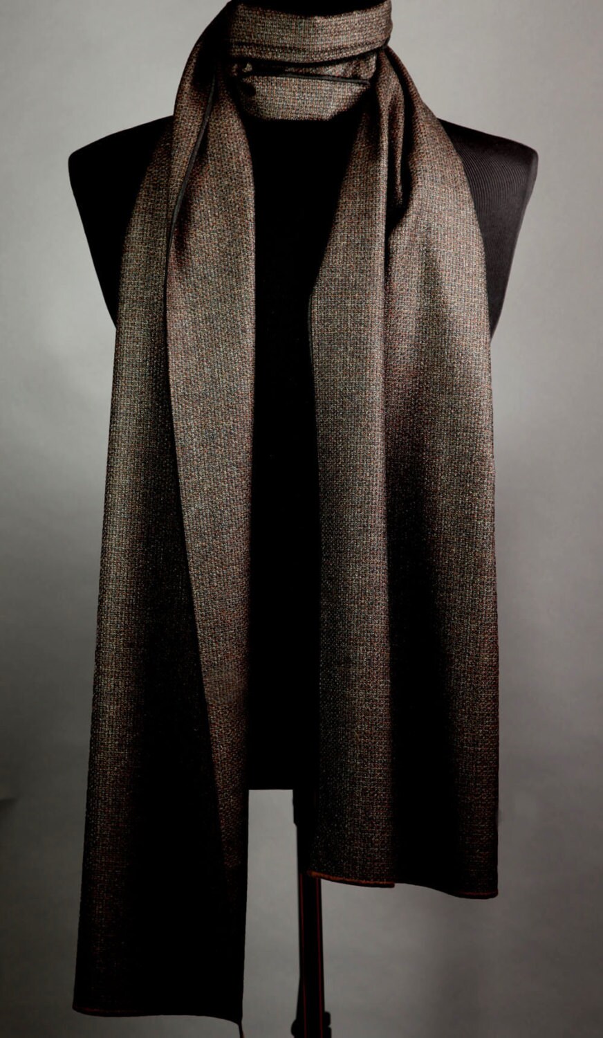 Brown Scarf Wool Scarf Dark Brown Scarf Plaid Scarf Men's | Etsy