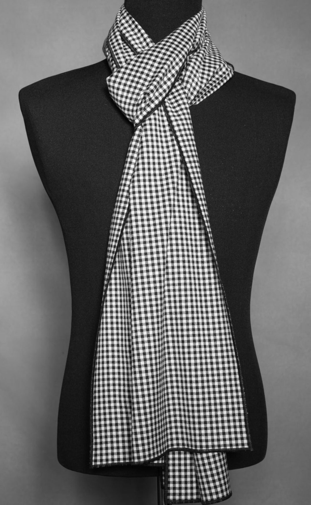 Black and White Plaid Scarf Wool Silk Men's Scarf Luxury Etsy