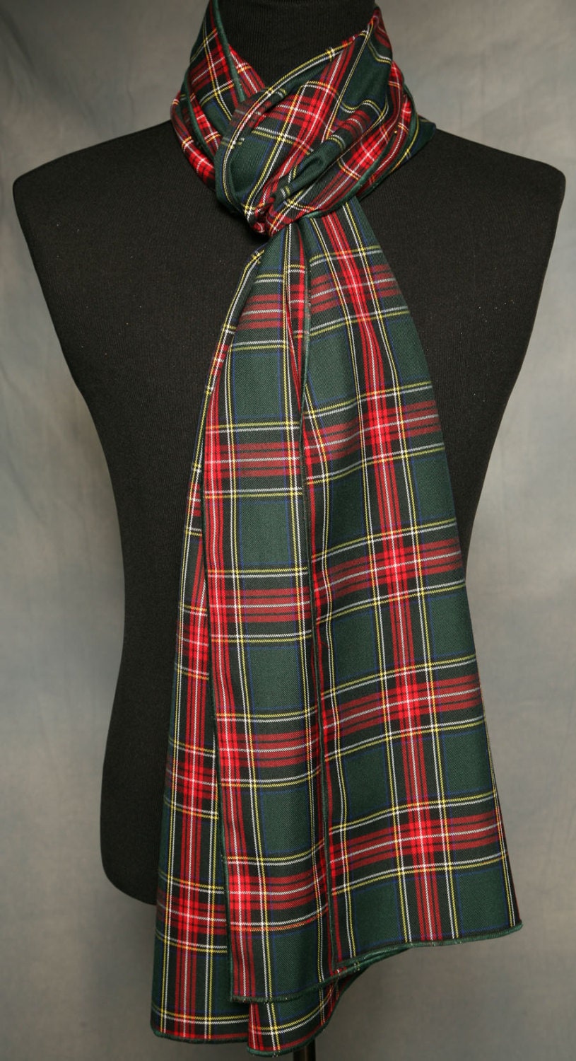 green and red tartan scarf