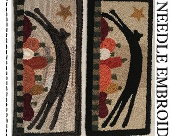 PDF - Stretch - Punch Needle Embroidery Pattern - Country Threads - Halloween Fall Cat (Digital Download)