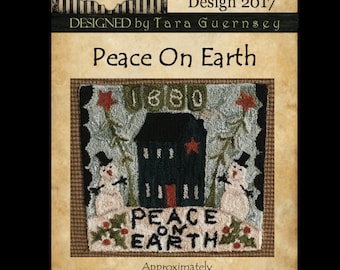 Instant E-Pattern PDF Digital Download! Peace On Earth Design Perfect Prim Punch Holiday Winter Holly Primitive Snow Christmas Gift Saltbox