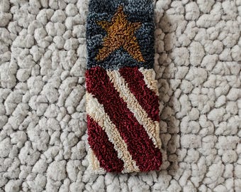 Finished! Primitive Punch Needle Embroidery American Flag Pins. Cute Clothing or Purse Accessory.