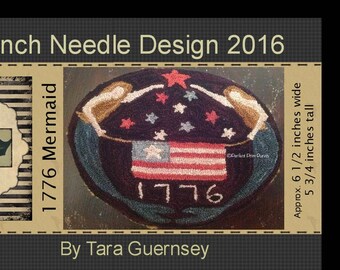PDF - Sirène 1776 - Motif perforé - étoiles et drapeau (téléchargement numérique)