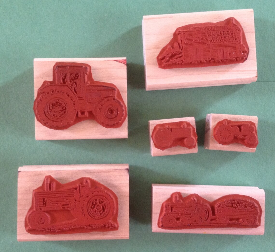Rare Stampin Up Rubber Tractor Stamps. Hard To Find. Minimal Etsy