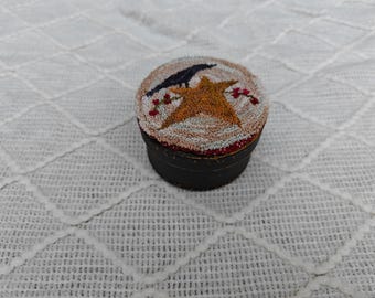 Finished Punch Needle Embroidery Artwork. Crow and Star design. On Box