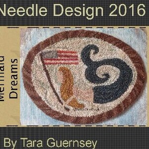 E-Pattern Instant! Mermaid Dreams. Perfect Prim Punch Design Beach Nautical Needlepunch Folk Art Faap Rug Hooking Digital Download Farmhouse