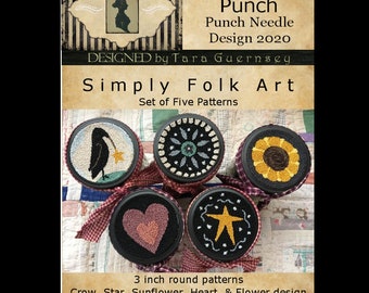 PDF - Art simplement folklorique - Motif de broderie punch Needle - Modèles pour bocaux à col large