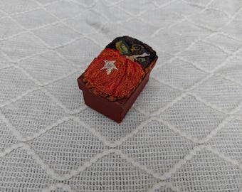 Finished Punch Needle Embroidery Artwork. Pumpkin design on Box