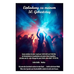 Einladungskarten, Geburtstag, lustig, Tanzen, 40, 50, 60, 70, 80 jedes Alter, originell, einzigartig, Feier, 55, 65, 75, 85, schön, Party