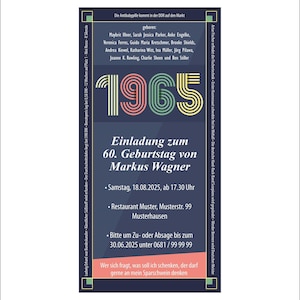Einladungskarte, 60 Geburtstag, originell, 1965 einzigartig, Jahresereignisse, Einladung