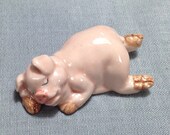 Miniature Ceramic Pig Pork Piglet Laying Sleeping Animal Cute Little Small Light Pink Figurine Statue Decoration Hand Painted Collectible