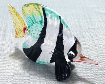 Hand Blown Glass Funny Duck Bird Animal Cute Black Green Blue Transparent Figurine Statue Decoration Collectible Small Craft Hand Painted
