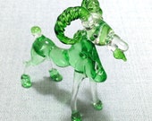 Hand Blown Glass Funny Mountain Billy Goat Animal Green Transparent Figurine Statue Decoration Collectible Small Craft Hand Painted Deco