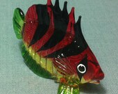 Hand Blown Glass Exotic Fish Sea Animal Cute Green Yellow Red Black Figurine Statue Decoration Collectible Small Tiny Craft Hand Painted