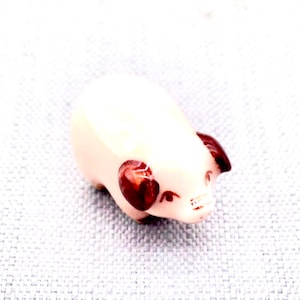 Miniature Ceramic Pig Piglet Farm Animal Baby Little Pink Brown Figurine Tiny Statue Small Decoration Hand Painted Collectible Craft Figure