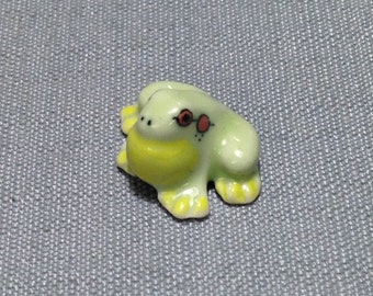 Miniature Ceramic Frog Toad Mini Baby Reptile Animal Little Pastel Green Figurine Tiny Statue Small Decoration Hand Painted Craft Figure