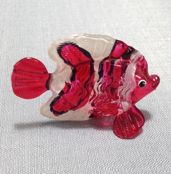 Fascinating Handicraft Miniature Hand Blown Glass Red CLOWN Fish Figurine