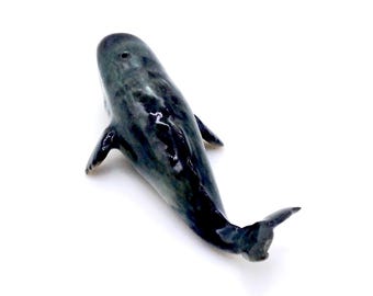 ビンテージ スクリームショー 彫刻 レプリカ マッコウクジラ 民藝 オブジェ ミニチュアセラミックマッコウクジラ 面白い魚 海の生き物 小さな灰色