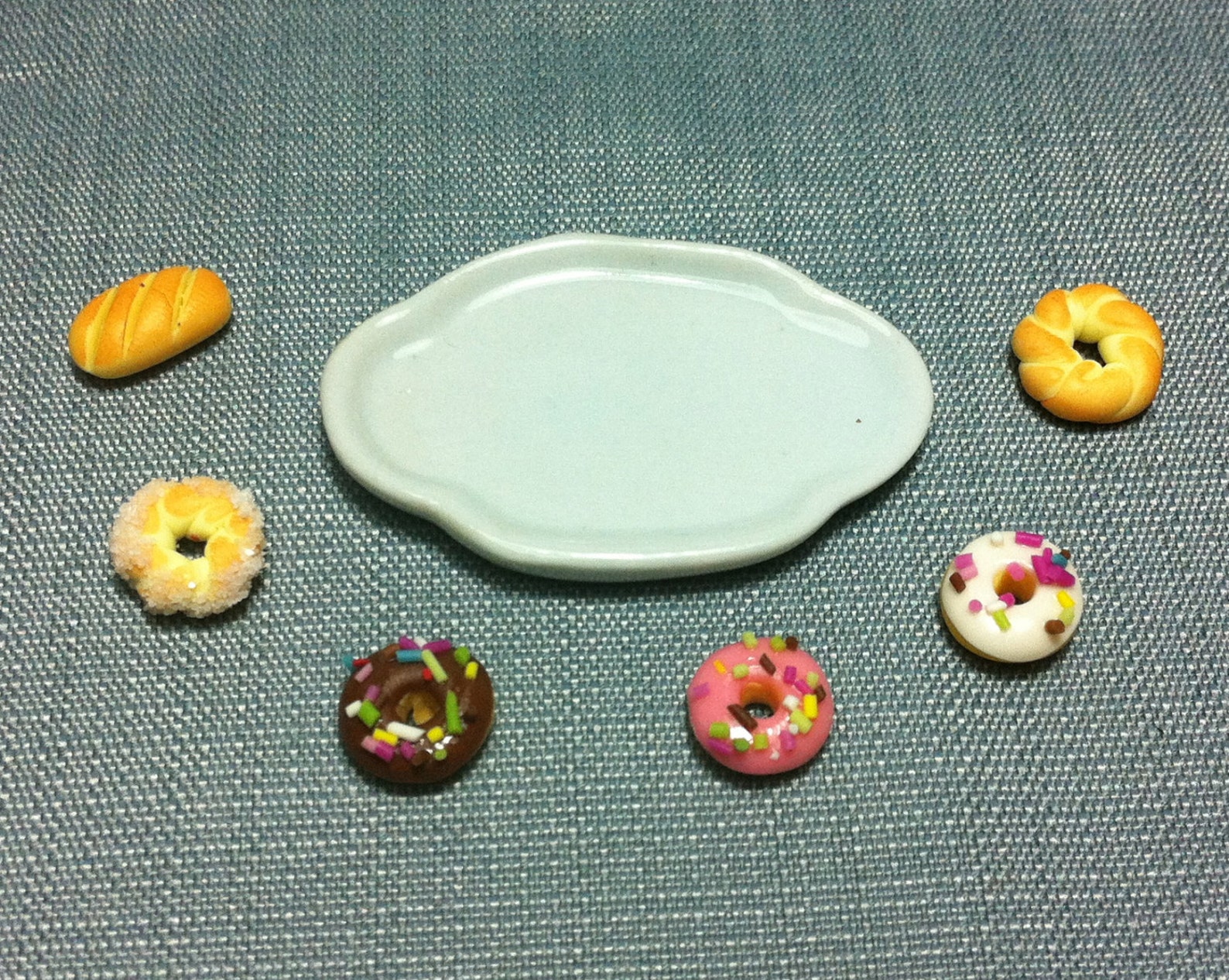 Pastry Set Miniature Clay Polymer 5 Donut Donuts Bread Bakery Etsy