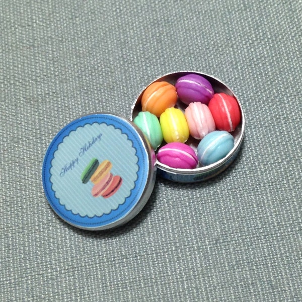 Miniature Dollhouse Macarons Macaroons Cookie Box Clay Polymer Food Supplies Sweet Candy Cute Small Metal Case Gift Jewelry Decor Deco 1/12