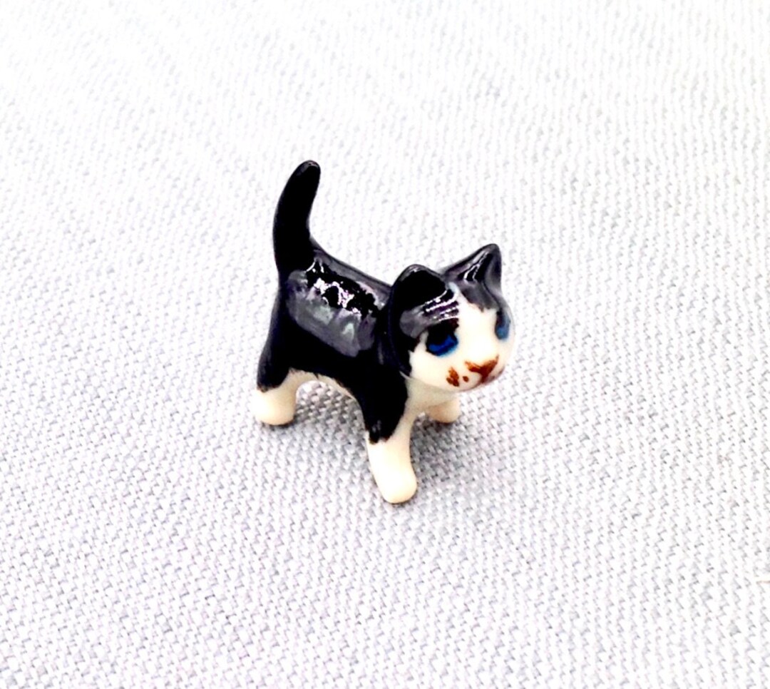 Miniature Ceramic Cat Kitty Baby Mini Animal Cute Little Tiny Etsy