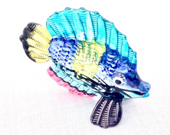 Hand Blown Glass Miniature Exotic Fish Sea Animal Cute Blue Yellow Red Figure Tiny Statue Decoration Collectible Small Craft Painted Display