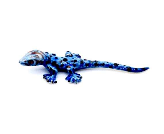 ミニチュアセラミックヤモリ爬虫類動物小さな青い置物小さな像小さな